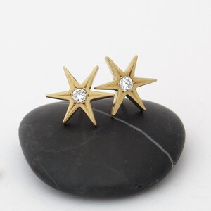 Diamond Gold Star Earrings 18K - Handmade Fine Jewelry - Star of David studs