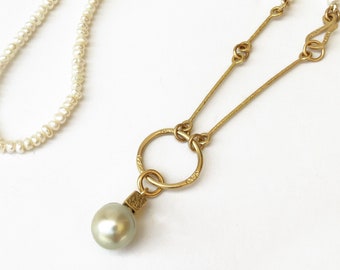 Pingente de Pérola dos Mares do Sul, Colar de Pérolas Barrocas, Colar de Pérolas de Semente, Corrente de Ouro 18K - Joias de Pérolas Exclusivas
