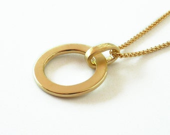 18K Gold Circle Pendant Necklace, Gold Pendant - Handmade Fine Jewelry