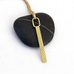 18K solid gold pendant, Gold Bar Pendant Necklace, Layering Gold Necklace - Handmade Fine Jewelry