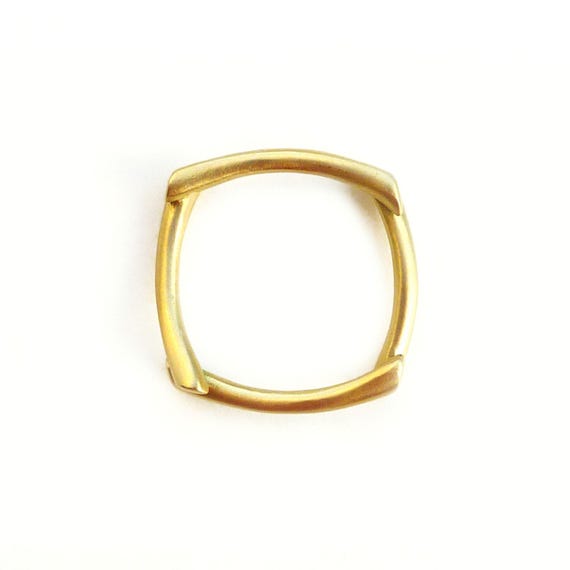 Organic 18K Gold Ring, Square Gold Ring - Zen Nature Collection - Handmade Fine Jewelry