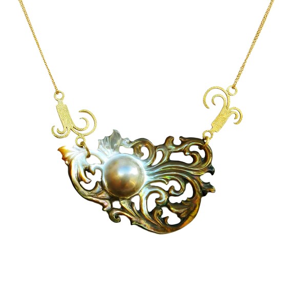 Mabe Blister Pearl Necklace 18k Gold Unique And Image 0