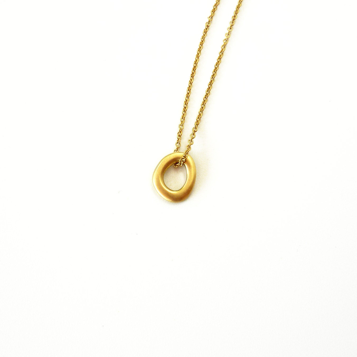 18K Gold Pendant, Solid Gold Link Pendant, Minimalist Pendant Necklace ...