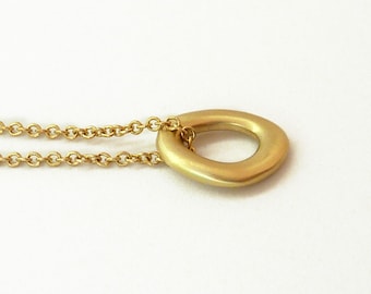 Organic 18K Gold Link Pendant, Handmade Minimalist Necklace