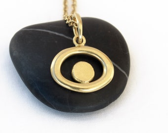 18K gold pendant necklace,  wadjet pendant, wadjet necklace, handmade solid gold pendant - Wadjet Eye