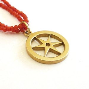 18K gold star pendant, star of David, six ray star pendant - Statement Gold Jewelry
