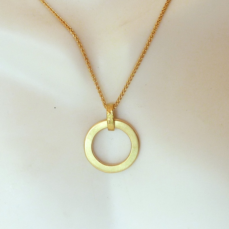 18K Gold Circle Pendant Necklace Gold Pendant Handmade Fine Etsy Canada