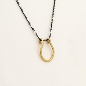 Gold Horseshoe Pendant, Hammered 14K Charm - Handmade Fine Jewelry - Good Luck Charm