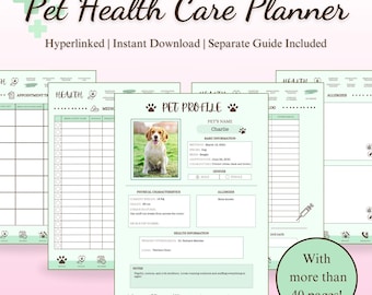 Pet Health Planner, Pet Care Journal, Vet Log (Digital Download)