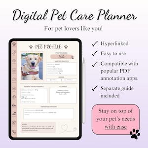 Pet Care Planner, Pet Health Tracker, Pet Medical Planner, Digital Pet Planner, Pet Checklist, Pet Vaccination Records, Pet Organizer