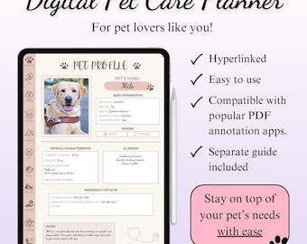 Pet Care Planner, Pet Health Tracker, Pet Medical Planner, Digital Pet Planner, Pet Checklist, Pet Vaccination Records, Pet Organizer