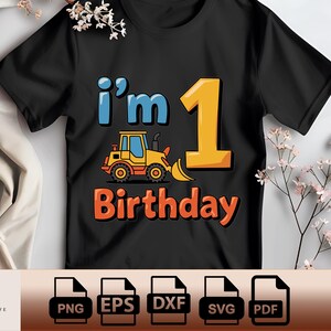 1st Birthday Cartoon Crawler Bulldozer Tractor Png Cartoon Crawler Tractor Bulldozer Design For 1st Birthday Svg Pdf Eps Dxf
