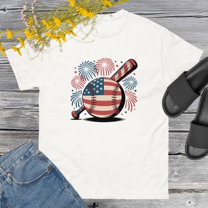 Patriotic Baseball-Themed Graphic Unisex T-Shirt, 4th of July Tee, Independence Day Shirt, Holiday Top, USA Pride