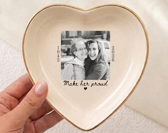 Custom Photo Memorial Grandma Ring Dish, Loss of Loved One Mom Gift, Memorial Keepsake Nana Jewelry Dish, Remembrance Sympathy Trinket Tray