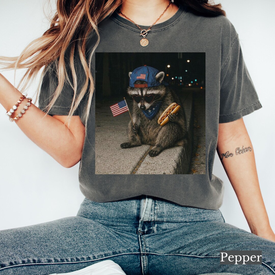 Comfort Colors® Patriotic Raccoon Shirt, Funny 4th of July Feral & Free ...