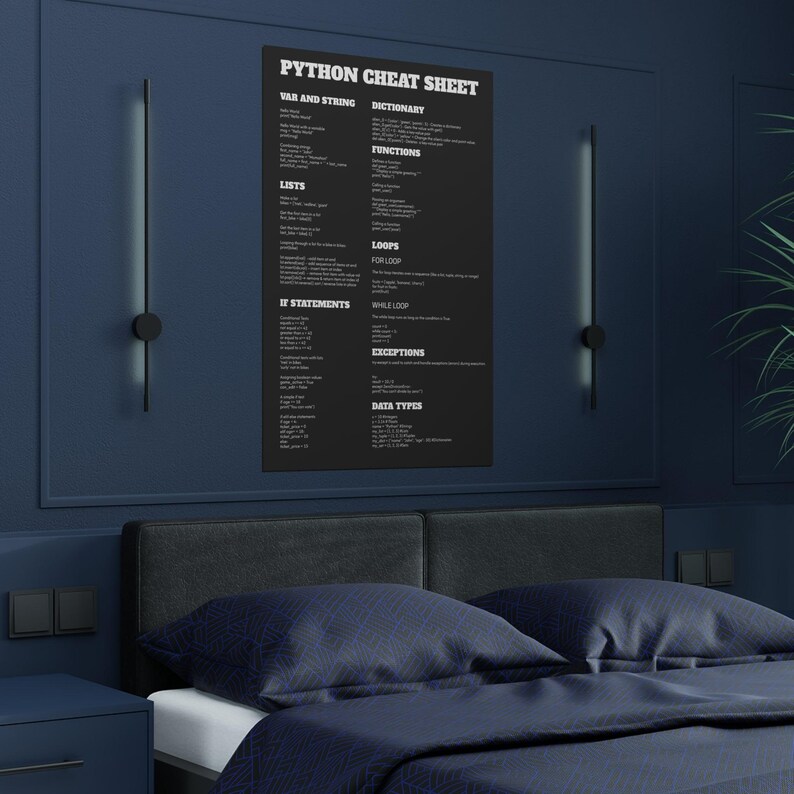 Python Cheat Sheet Poster - Etsy