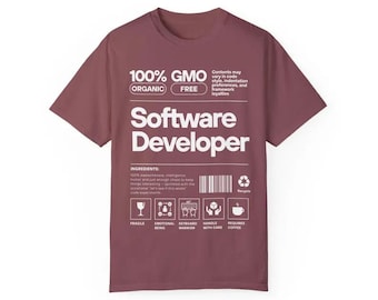 Shirt voor softwareontwikkelaar, T-shirt van kledingstukgeverfd katoen