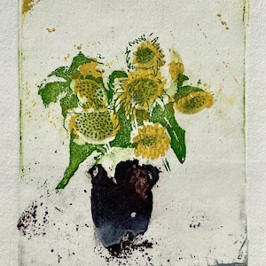 Original Art Print - Sunflowers - Aquatint Etching
