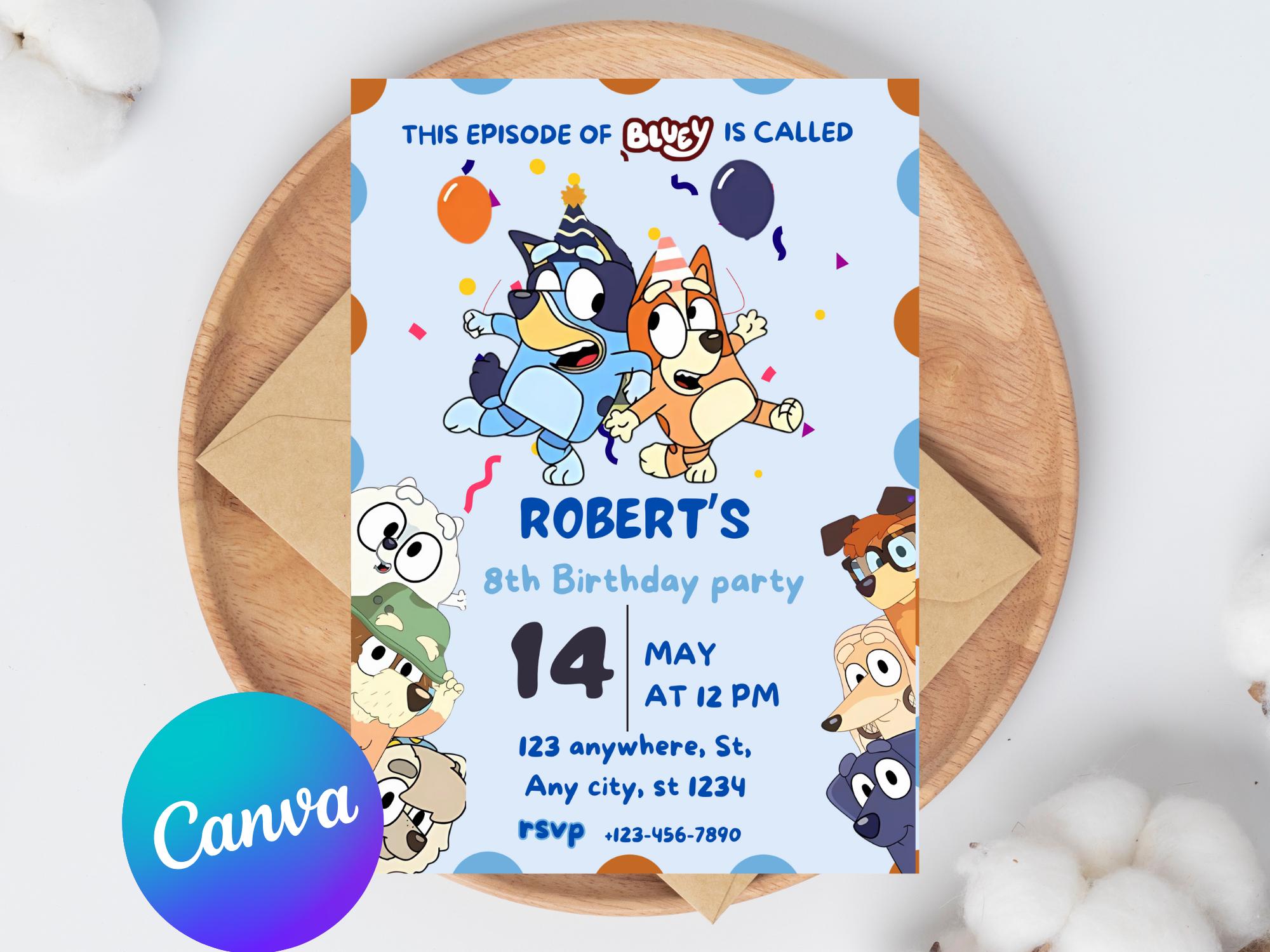 Blue Dog Birthday Template