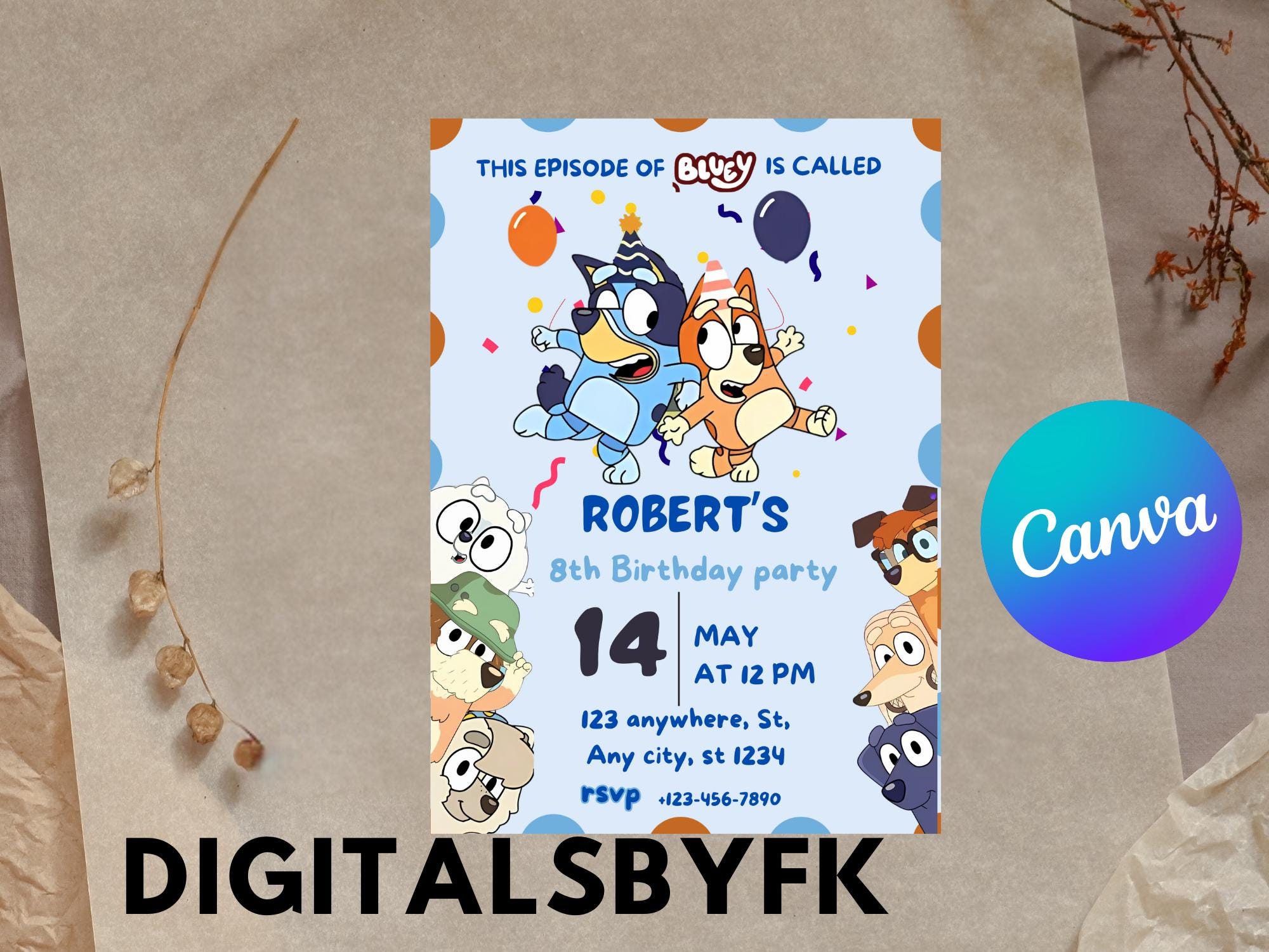 Blue Dog Birthday Template