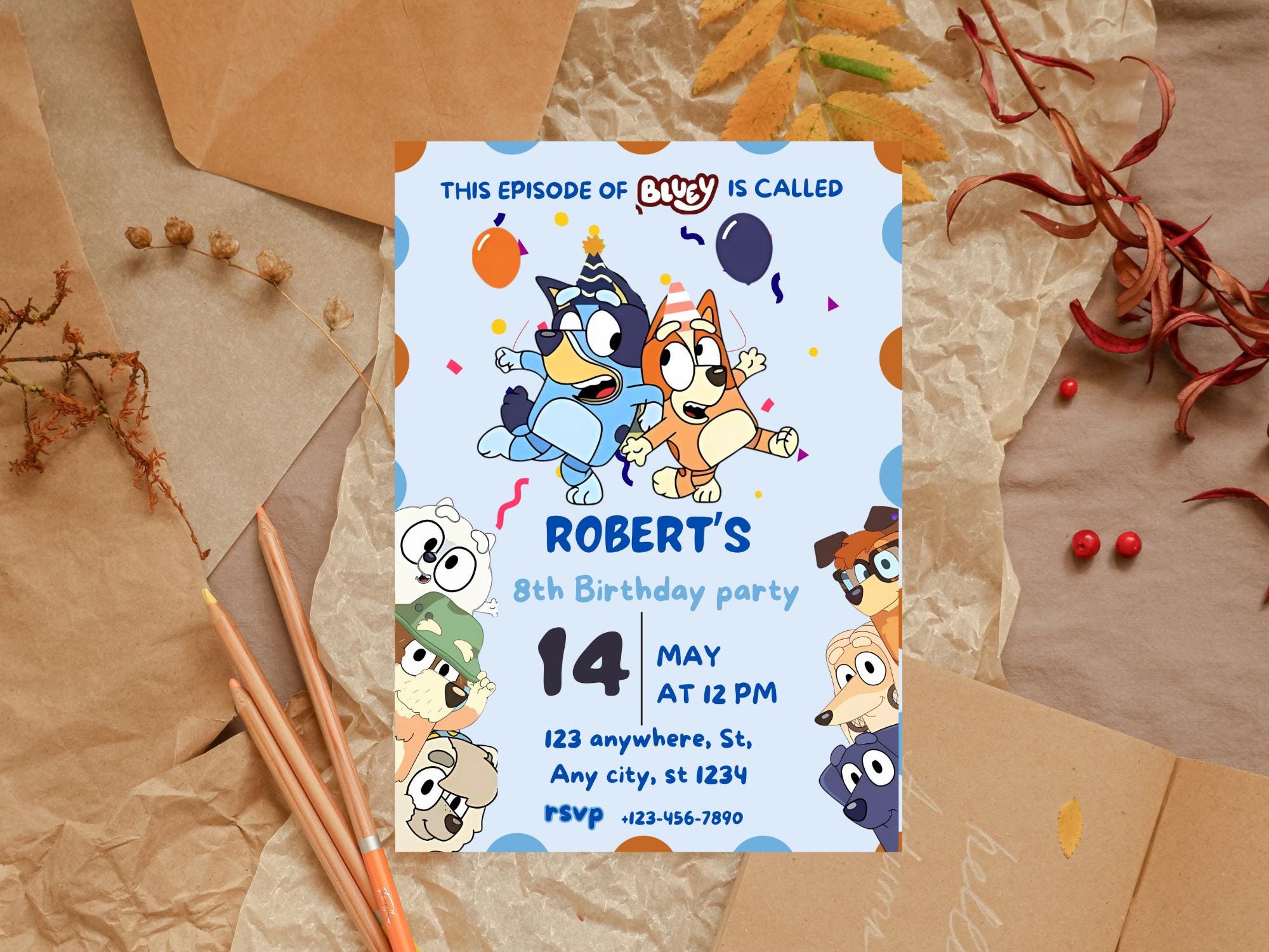 Blue Dog Birthday Template