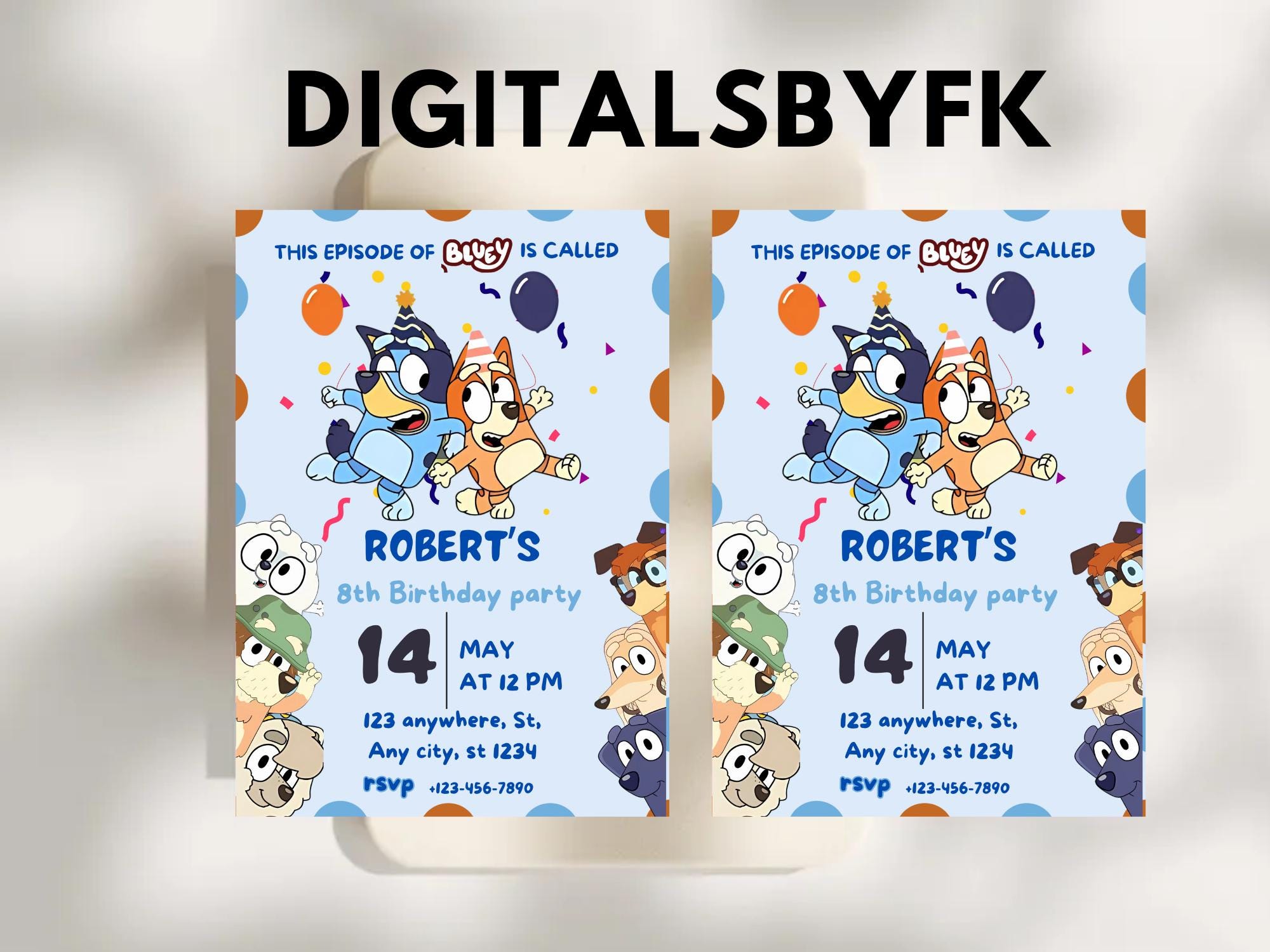 Blue Dog Birthday Template
