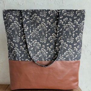 Handgemachter Shopper in grau/braun Einkaufstasche Tragetasche