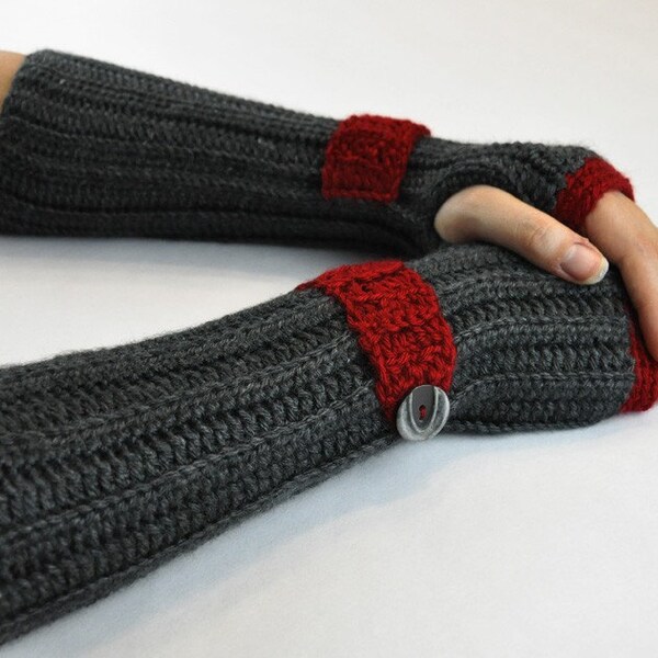 Arm Warmer Fingerless Glove Charcoal Gray