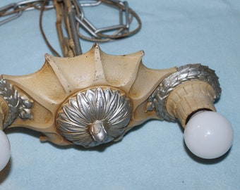 Vintage Art Nouveau 2 Light Iron Chandelier