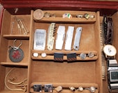 Vintage Men 39 s Jewelry Valise with Contents Tie Clips, Pocket Knives, Pins