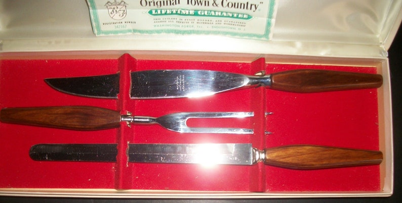 Vintage Town and Country Carving Set Fleetwood Mid Century