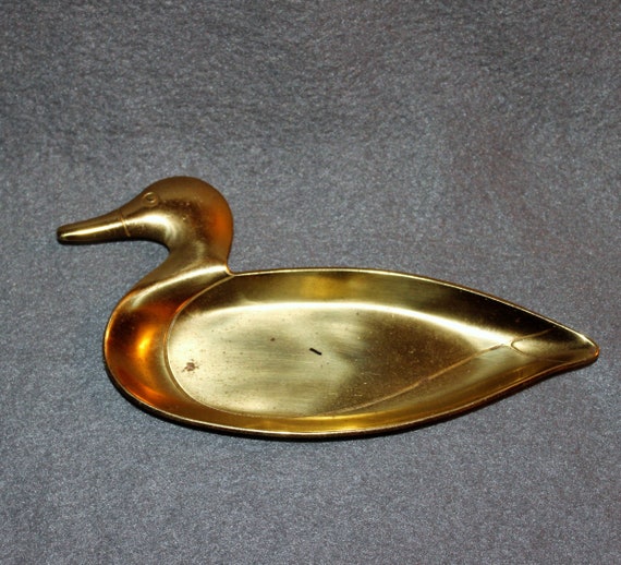Vintage Brass Duck Dish Gem