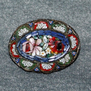 Vintage Italian Mosaic Floral Brooch