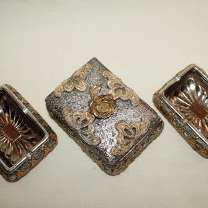 Vintage Tobacco Set Cigarette Box  and Ashtrays