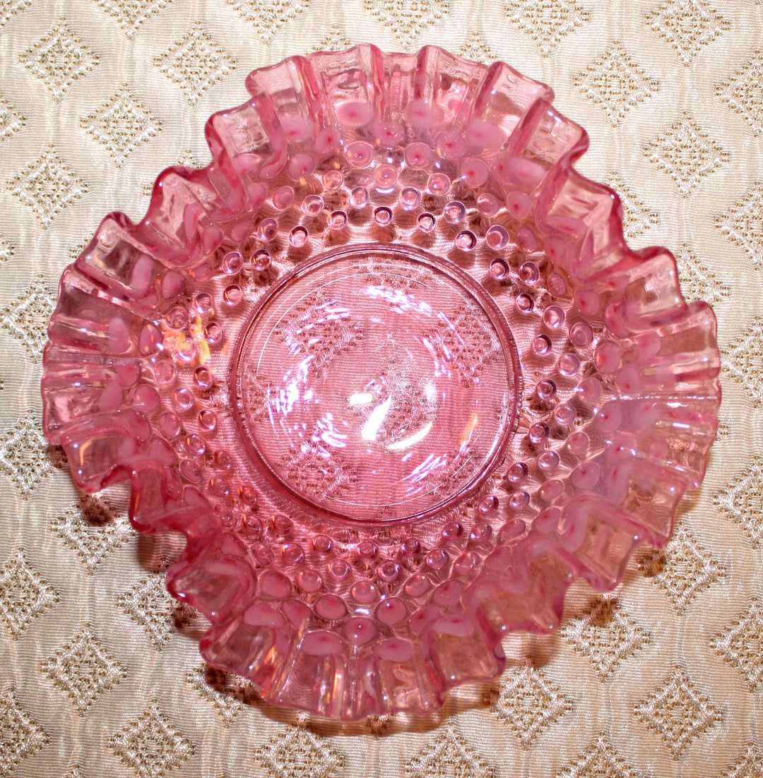 Vintage Ruffled Dish Raspberry Vintage Cranberry Opalescent Hobnail Ruffle Dish - Etsy