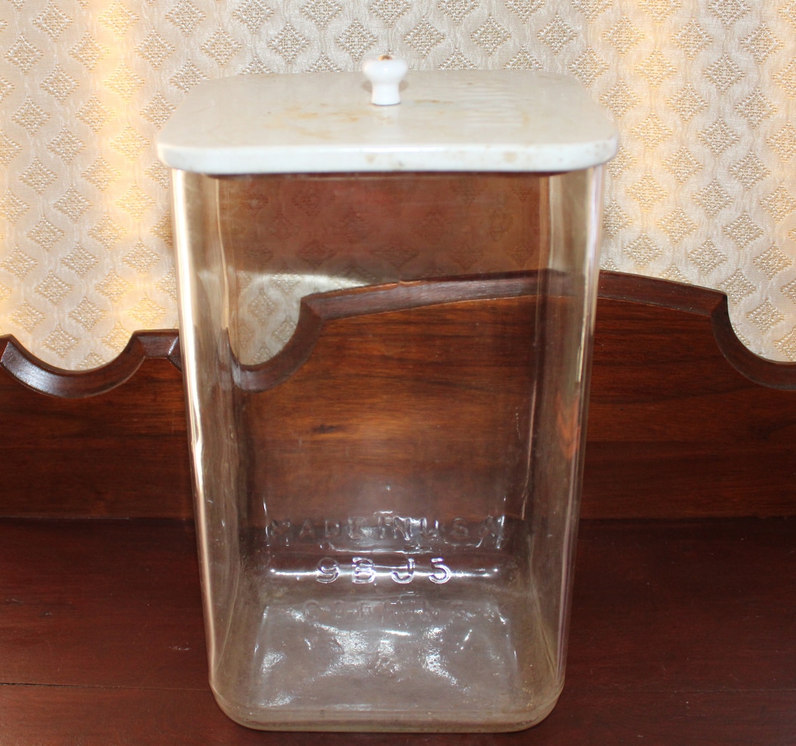 Vintage Square Edison 9BJ5 Glass Battery Jar Ceramic Lid Etsy