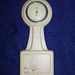 Vintage Wall Thermometer Metal Nautical Style