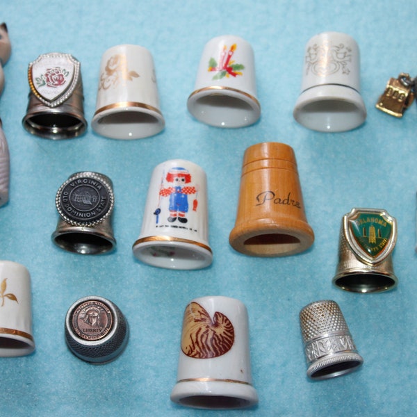 Vintage Souvenir Collectible Thimbles Lot of 15