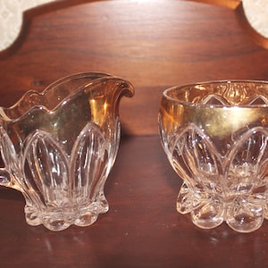 Vintage Glass Cream and Sugar Set