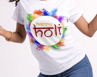 Happy Holi, Holi shirt for her, Holi shirt for him, Tshirt Colorful, India Festival, Gift for her, Unisex Celebration Top, Holi Theme Shirt