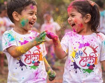 Toddler Holi shirt ,Happy Holi, Holi shirt for her, Kids Tee Holi, Tshirt Colorful, India Festival, Unisex Celebration Top, Holi Theme Shirt