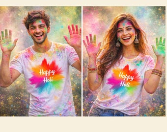 Happy Holi, Holi shirt for her, Holi shirt for him, Tshirt Colorful, India Festival, Gift for her , Hindi Shirt, Unisex Celebration Top