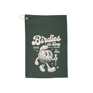 Vintage Golf Towel, Birdies All Day Green Golf Towel - Sports Towel, Golf Gift, Golf Accessories, Golf Decor, Golf Towel with Words, Golfing