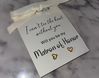 Pendientes de corazón - Regalo de propuesta de dama de honor