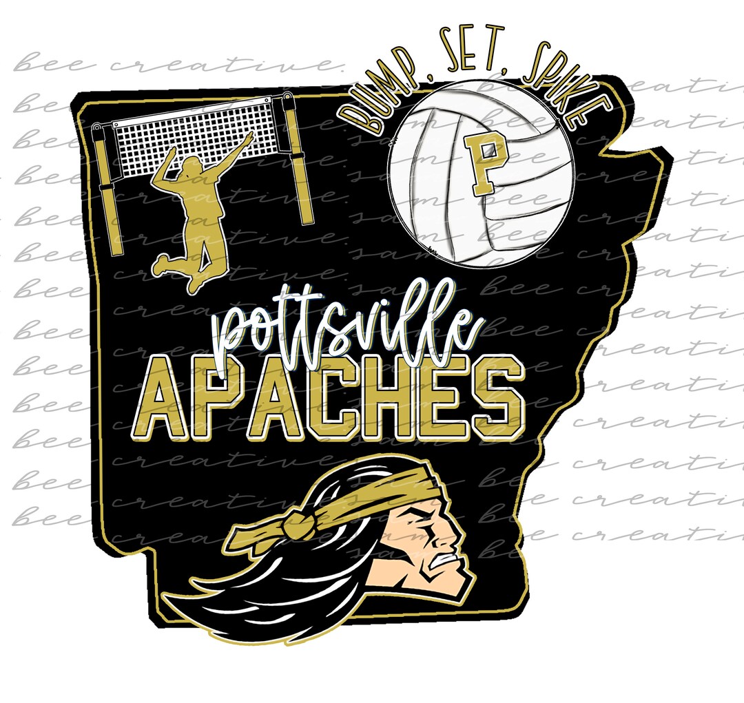 Pottsville Apaches Arkansas Volleyball Digital Design / School Etsy