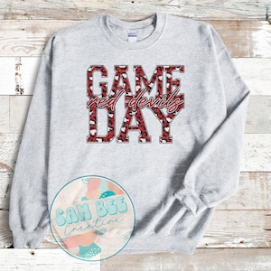 Red Devils Crewneck Sweatshirt / Leopard Game Day Retro Sweatshirt / School Colors Team Spirit / Sublimation design / Ash Grey Hanes Gildan