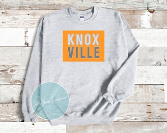 Knoxville Box Logo Crewneck Sweatshirt / Block Letter Retro Sweatshirt / School Colors Team Spirit / Sublimation design
