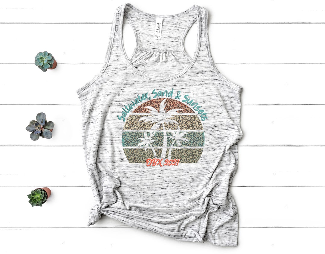 Women's "Beaches Booze And Besties" Sleeveless Racerback Tank Top - Medium Grey, Cotton Blend
