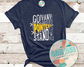 Pointers Game Day School Spirit Tee Navy Gold Bella + Canvas Shirt Pointers Graphic T-Shirt Football Fan Apparel