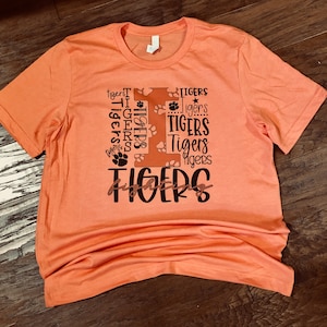 Ironton Tigers Typography Graphic T-Shirt / Go Tigers Ironton Fighting Tigers Bleached Tee / Bella + Canvas / Sublimation design